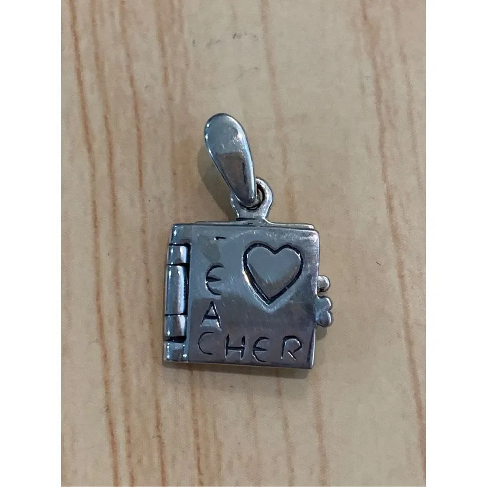 .925 Vintage Teacher Book Sterling Silver Jewelry Charm
